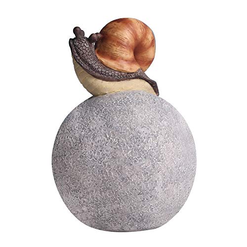 CMmin Adorno de Jardin Escultura de Arrastre Lindo Caracol En la Piedra Redonda decoración de jardín Estatua Animal Yark Animal Art Cubierta al Aire Libre Decoración 7,5 Pulgadas