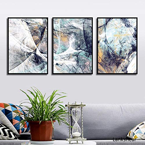 CNHNWJ Simplicidad Moderna de Pinturas abstractas de Lienzo Cuadros modulares Lienzo de Arte de Pared para Sala de Estar Decoración del hogar (50x70cmx3 / sin Marco)