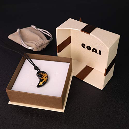 COAI Collar Ajustable con Colgante Magatama de Obsidiana Incrustado