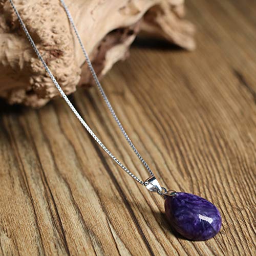 COAI® Collar con Colgante de Piedra Charoite de Gota de Agua 928 Plata esterlina