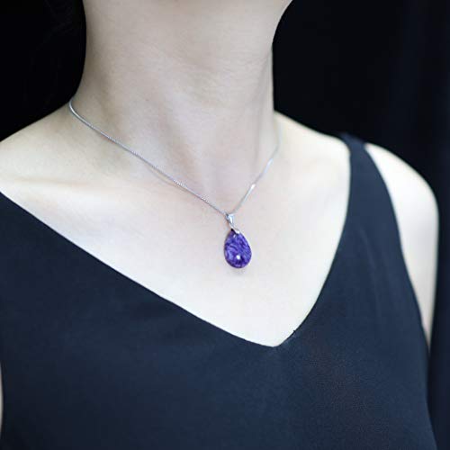 COAI® Collar con Colgante de Piedra Charoite de Gota de Agua 928 Plata esterlina