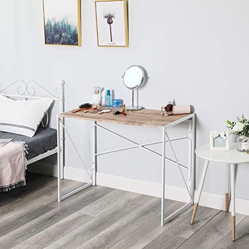 Coavas Mesa Auxiliar Plegable Mesa Estilo Industrial Madera Imitación, Roble & Blanco (100x50x75cm)