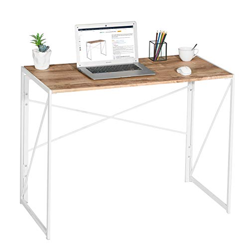 Coavas Mesa Auxiliar Plegable Mesa Estilo Industrial Madera Imitación, Roble & Blanco (100x50x75cm)