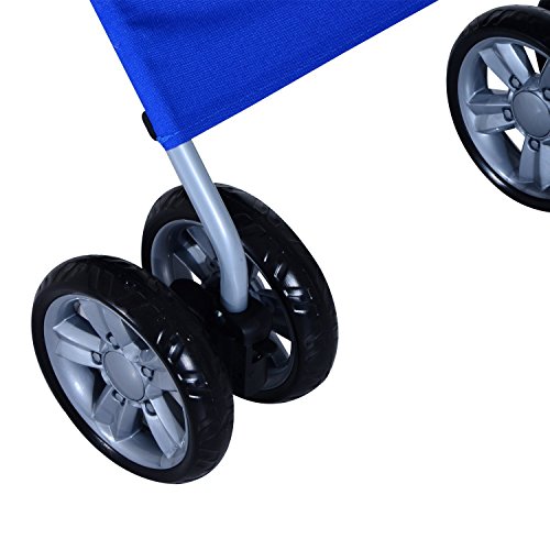 Cochecito Plegable Mascotas 75x45x97cm Perros Gatos Carrito Ruedas Giran 360º Azul