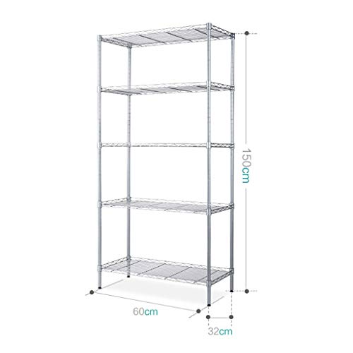 Cocina Entrepaños 5-Estante Estantería de almacenamiento, metal Organizador Parrilla Utensilios soporte con patas estante del pote del estante industrial estante de la esquina de almacenamiento
