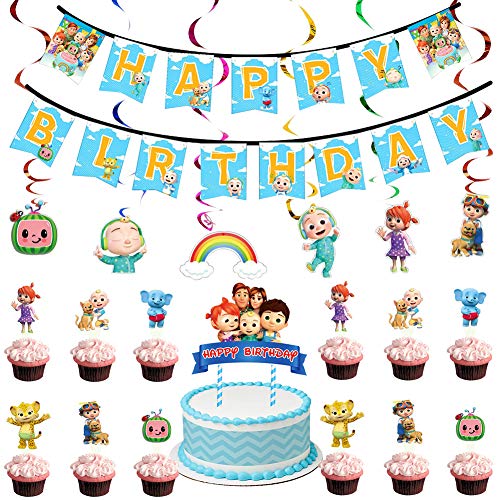 Cocomelon Decoraciones De Fiesta Temática, FANDE Decoraciones Cumpleaños Cocomelon Cupcake Toppers para Cumpleaños Decoraciones