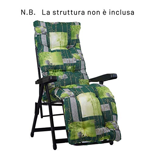 Cojín de recambio para tumbona con reposapiés, superacolchado, estampado de flores blancas sobre fondo verde