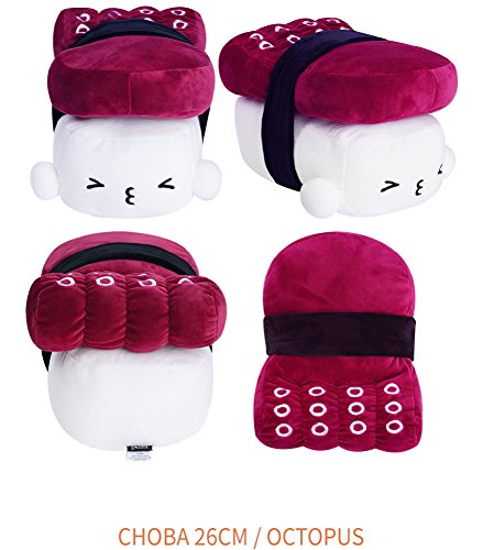 Cojín japonés para sushi de 26 cm – juguete de peluche, decoración de almohada/pulpo, salmón, concha, atún, camarón, huevo, tiburón, EEL, cangrejo, fugu