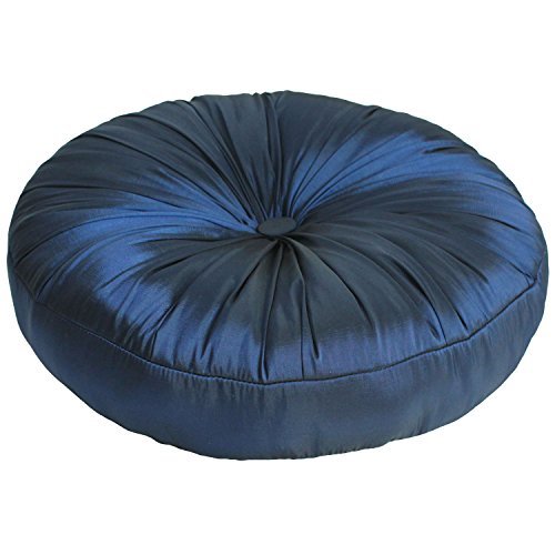 Cojín redondo de seda sintética sorrentina 38,1 cm de diámetro con 100% relleno de poliéster - azul - WZ02-C1