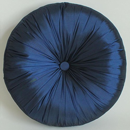 Cojín redondo de seda sintética sorrentina 38,1 cm de diámetro con 100% relleno de poliéster - azul - WZ02-C1