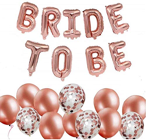 Cojoy Globos para despedida de soltera, 1 pcs Globos con letras de BRIDE TO BE, 14 pcs Globos de látex, 5 pcs globos de aluminio, Guirnalda colgante con forma de estrella de 2 M