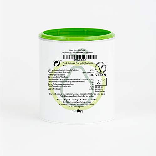 Col Crespa en Polvo - Embalaje XXL 1000g|rica en vitamina|biológico|vegano|crudo|pura nutrición|no aditivo|Good Nutritions