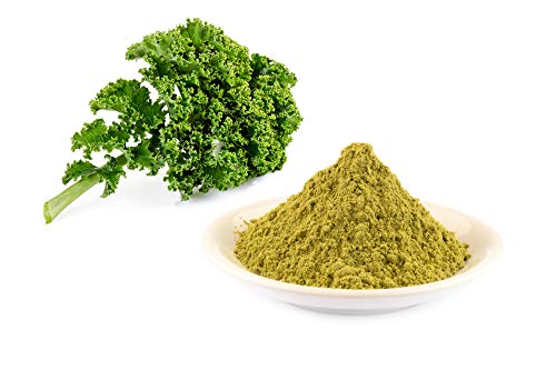 Col rizada en polvo ecológica 1 kg biológico, 100% Kale crudo, vigorizante, orgánico, perfecto y ideal para zumos, batidos de súper alimento, bebidas, no soluble en agua 1000g
