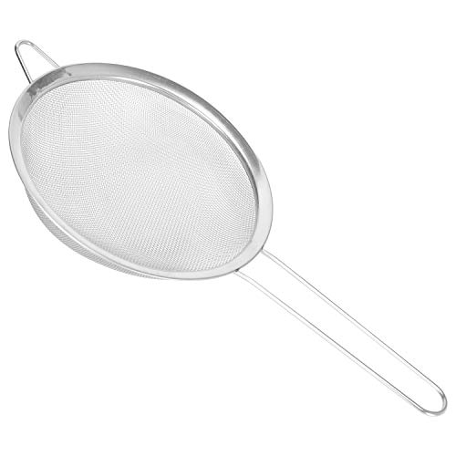 Colador de Cocina, Tamiz Cónico de Acero Inoxidable de 16cm con Mango Largo para Tamizar Harina-Café, Tamiz-Quinoa, Lavadora-Lavadora de Arroz, Alimentos Fritos