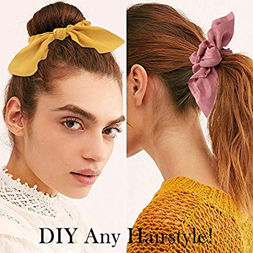 Coleteros para el pelo, de terciopelo, elásticos, suaves, de gasa, con lazo de flores vintage, para niñas y mujeres, con bolsa de almacenamiento