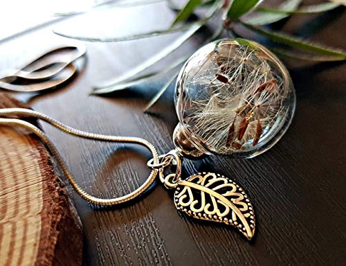 Collar de diente de león de plata esterlina 925 dije hoja de plata Caja de regalo cadena Joyería de la flor Colgante de cristal Para la madre, la hija o la hermana regalo del dia de las madres