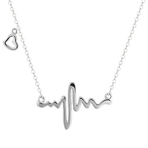 Collar de gargantilla de plata de ley 925 con motivo de latido de corazón de la marca Silver Phantom Jewelry