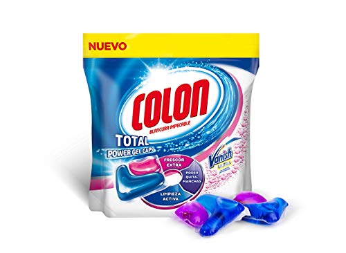 Colon Total Power Gel Caps Vanish Detergente para Lavadora con Agentes Quitamanchas, Formato Cápsulas - 50 Dosis