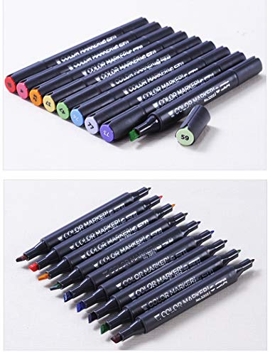 Color Art Marker Set con Marker Case para Anime, Marcadores De Bocadillos Grasos De Alcohol con Puntas Dobles para Pintar, Colorear, Dibujar Y Dibujar Cómics, Dibujos Animados,30Colors