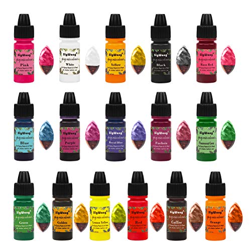 Colorante de resina epoxi – 16 colores líquido translúcido resina epoxi Pigmento altamente concentrado resina epoxi tinte para hacer joyas ewelry, para colorear en resina AB para pintura, 16 × 10 ml