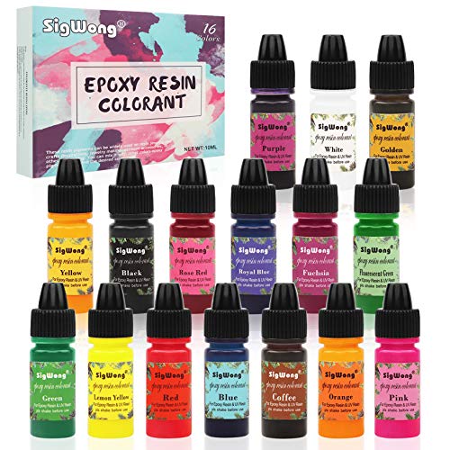 Colorante de resina epoxi – 16 colores líquido translúcido resina epoxi Pigmento altamente concentrado resina epoxi tinte para hacer joyas ewelry, para colorear en resina AB para pintura, 16 × 10 ml