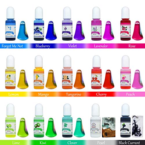 Colorante Resina Epoxi - 15 Colores Pigmento resina epoxi líquido - Tinte Resina Epoxi de Concentrado para Arte de color de resina, Fabricación de Joyas Resine, Pintura, Artesanal - 10 ml cada uno