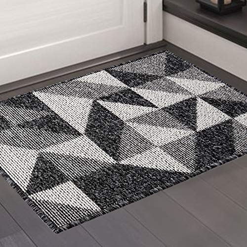 Color&Geometry Felpudo de Entrada, Alfombrilla Antideslizante, Alfombra Exterior, Lavable a Máquina para Interior, Exterior, Patio, Cocina, Pasillo, Puerta Trasera Delantera, 50 x 80 cm, Negro