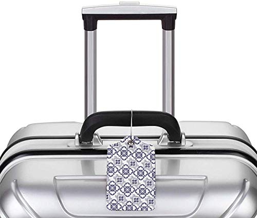 Colorido gatito azul y blanco porcelana patrón Lage etiquetas bolsa pu cuero maleta etiquetas diseño viaje con cubierta trasera privacidad W/acero bucles