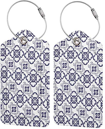 Colorido gatito azul y blanco porcelana patrón Lage etiquetas bolsa pu cuero maleta etiquetas diseño viaje con cubierta trasera privacidad W/acero bucles