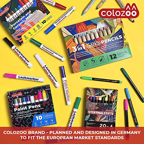 Colozoo Rotuladores Para Porcelana Seguros En Lavavajillas | 10 Rotuladores Para Cerámica De Colores Brillantes Con Oro Y Plata Inclusos