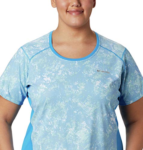 Columbia Solar Chill 2.0 Camisa de Manga Corta para Mujer Solar ChillTM 2.0 de Manga Corta, Solar ChillTM 2.0 - Manga Corta, Mujer, Color Impresión estática Azul, tamaño Large