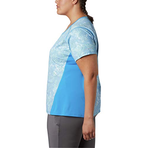 Columbia Solar Chill 2.0 Camisa de Manga Corta para Mujer Solar ChillTM 2.0 de Manga Corta, Solar ChillTM 2.0 - Manga Corta, Mujer, Color Impresión estática Azul, tamaño Large