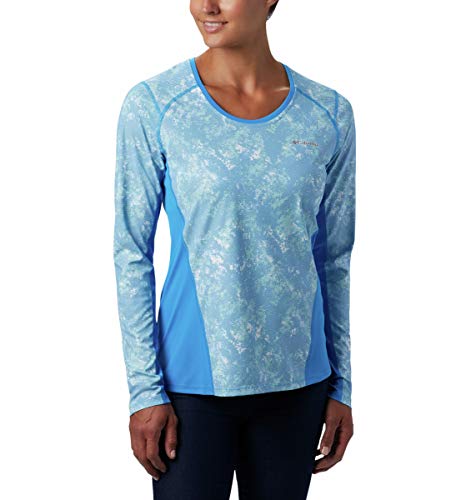 Columbia Solar Chill 2.0 Camisa de Manga Larga para Mujer Solar ChillTM 2.0 de Manga Larga, Mujer, 1842091, Impresión estática Azul, Small