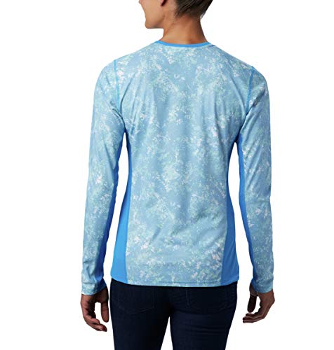 Columbia Solar Chill 2.0 Camisa de Manga Larga para Mujer Solar ChillTM 2.0 de Manga Larga, Mujer, 1842091, Impresión estática Azul, Small