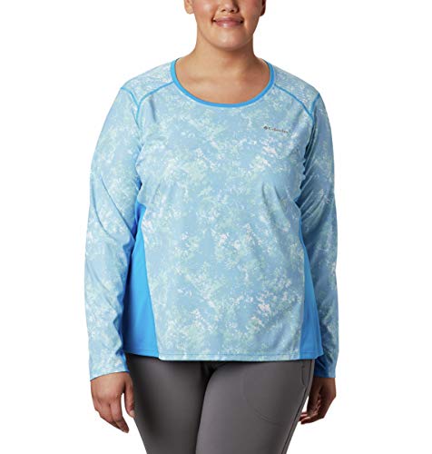 Columbia Solar Chill 2.0 Camisa de Manga Larga para Mujer Solar ChillTM 2.0 de Manga Larga, Mujer, 1842091, Impresión estática Azul, Small