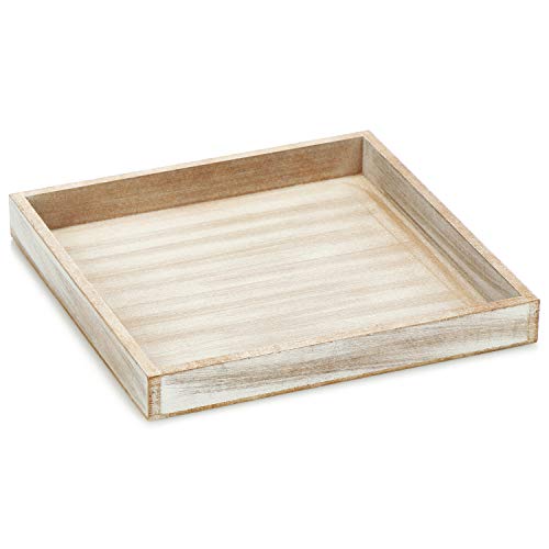 com-four® 2X Bandeja de Servir Hecha de Madera - Bandeja Vintage en Aspecto Blanco encalado - Bandeja de Madera Shabby Chic - Adecuada para el Uso Diario y Gran decoración (25x25 + 25x25)