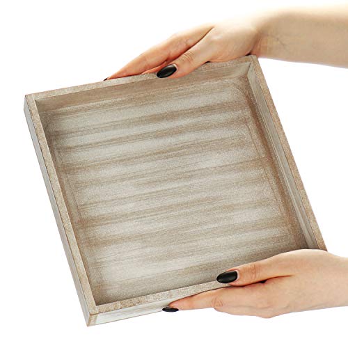 com-four® 2X Bandeja de Servir Hecha de Madera - Bandeja Vintage en Aspecto Blanco encalado - Bandeja de Madera Shabby Chic - Adecuada para el Uso Diario y Gran decoración (25x25 + 25x25)