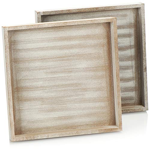 com-four® 2X Bandeja de Servir Hecha de Madera - Bandeja Vintage en Aspecto Blanco encalado - Bandeja de Madera Shabby Chic - Adecuada para el Uso Diario y Gran decoración (25x25 + 25x25)