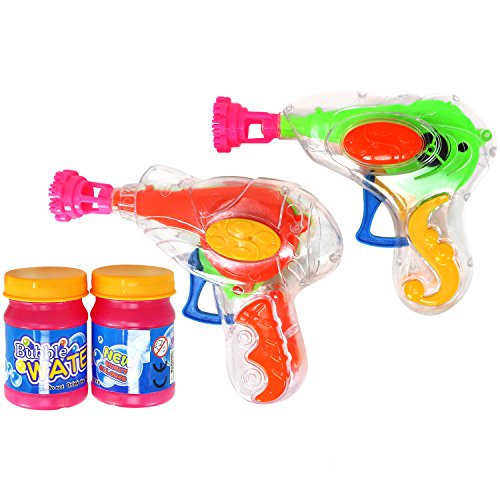 com-four® 2X Pistola de Burbujas de Jabón con 20 ml de Agua Jabonosa Cada una - Máquina de Pompas de Jabón Transparente para Niños y Adultos (02 Piezas - Mix2)