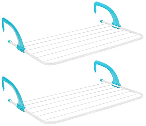 com-four® 2X Secadora de Ropa - Tendedero Secador Ajustable - Ideal para Secar la Ropa en la Calefacción o en el Balcón (02 Piezas - 68 x 39cm)