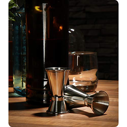 com-four® 2x taza medidora de acero inoxidable - Barra para licores y cócteles - Taza medidora para bar y cocina - Medición y dosificación (Taza medidora - 02 piezas)