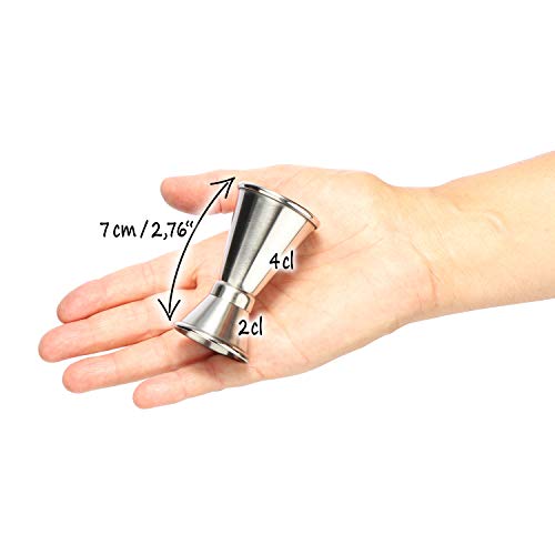 com-four® 2x taza medidora de acero inoxidable - Barra para licores y cócteles - Taza medidora para bar y cocina - Medición y dosificación (Taza medidora - 02 piezas)