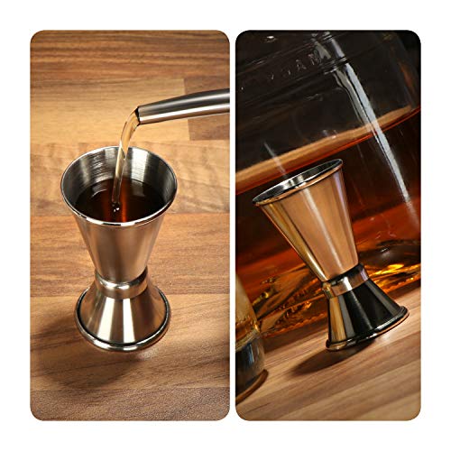 com-four® 2x taza medidora de acero inoxidable - Barra para licores y cócteles - Taza medidora para bar y cocina - Medición y dosificación (Taza medidora - 02 piezas)