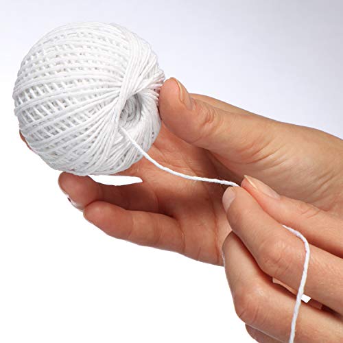 com-four® 3X Cable de asado - Hilo de Cocina para cocinar y Asar a la Parrilla - Cordón de Parrilla Blanco para Carne, Verduras y Pescado