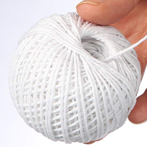 com-four® 3X Cable de asado - Hilo de Cocina para cocinar y Asar a la Parrilla - Cordón de Parrilla Blanco para Carne, Verduras y Pescado