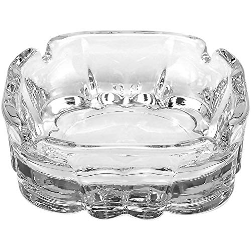 com-four® 4X Cenicero de Vidrio - Cenicero de Cristal Transparente para Cigarrillos - Ceniceros para Uso Privado y Gastronomía (04 Piezas - 9.5 x 9.5 x 3.3 cm)