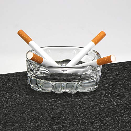 com-four® 4X Cenicero de Vidrio - Cenicero de Cristal Transparente para Cigarrillos - Ceniceros para Uso Privado y Gastronomía (04 Piezas - 9.5 x 9.5 x 3.3 cm)