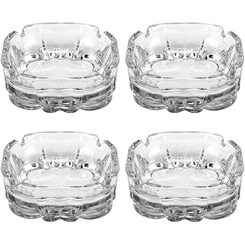 com-four® 4X Cenicero de Vidrio - Cenicero de Cristal Transparente para Cigarrillos - Ceniceros para Uso Privado y Gastronomía (04 Piezas - 9.5 x 9.5 x 3.3 cm)
