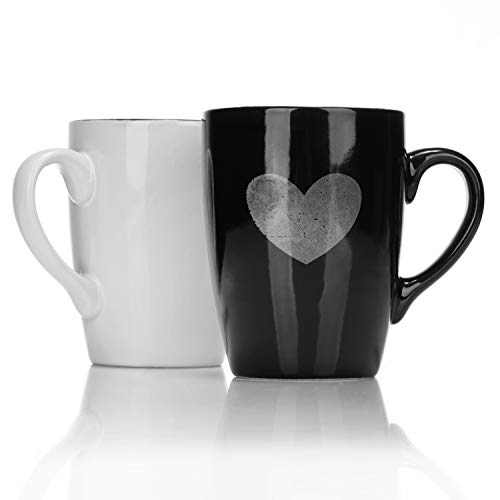 COM-FOUR® 4x taza de café con corazón - taza de café hecha de la mejor cerámica - cafetera para bebidas frías y calientes - taza de té - tazas asociadas - 340 ml (04 piezas - corazón)