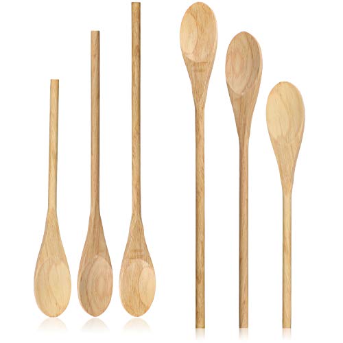 COM-FOUR® 6x cucharas de madera en tres tamaños diferentes - juego de cucharas de madera para cocinar - cuchara de madera